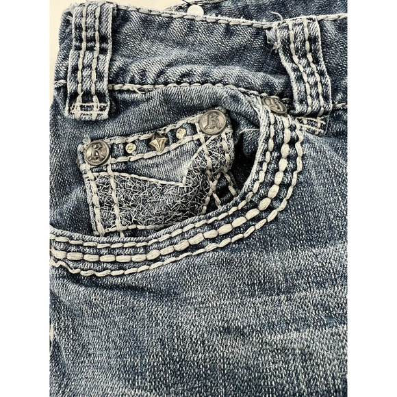 Rock and Roll Cowgirl Jeans Womens Size 32X32 Straight Leg Thick Stitches Denim - Picture 8 of 12